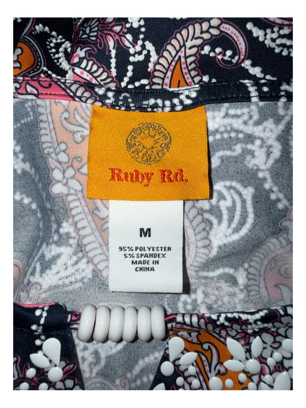 Ruby Rd. - Paisley Beaded Neck Tunic - Stretch Knit - Size Medium - Picture 7 of 8